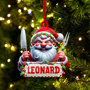 Custom Name Chef Ornament, Santa Chef Gift for Cooking Lover