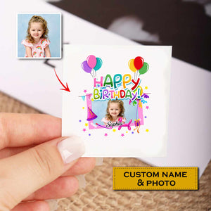 Colorful Birthday Balloon, Custom Photo And Texts Temporary Tattoo, Personalized Tattoo, Fake Tattoo