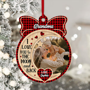 Personalized Custom Wooden Ornament - I Love You To The Moon And Back - Gift For Family