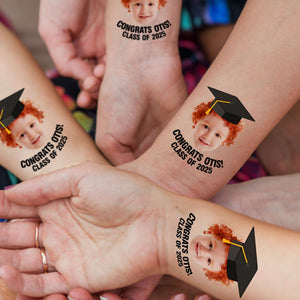 Graduation Tattoo Gift Custom Photo And Text Temporary Tattoo, Personalized Tattoo, Fake Tattoo