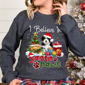 I Believe In Santa Paws- Christmas Gift For Dog Lovers - Personalized Dark Color Sweatshirt