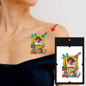 Tattoo For Birthday Party, Custom Photo And Text Temporary Tattoo, Personalized Tattoo, Fake Tattoo