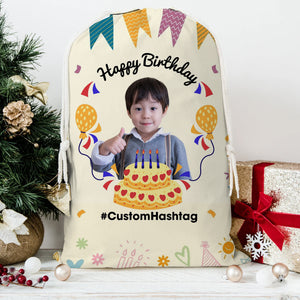 Birthday Gift Custom Photo And Text, Personalized String Bag