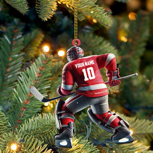 Hockey Player Christmas Ornament, Personalized Ornament