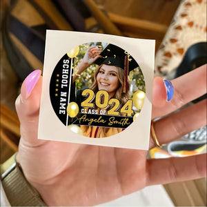 Class Of 2024, Custom Color,  Your Photo And Name Temporary Circle Tattoo, Personalized Photo And Name, Fake Tattoo, Graduation Gift