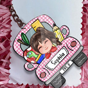 Back To School - Car Color - Custom Appearance, Name and Class - Personalized Acrylic Keychain