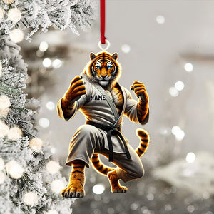 Tiger Karate Ornament, Personalized Ornament