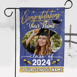 Congratulations Class Of 2024 - Custom Photo And Texts Graduation Flag - Graduation Gift