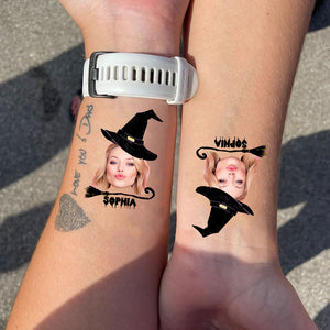 Witch Broom, Custom Photo Temporary Tattoo, Personalized Tattoo, Fake Tattoo