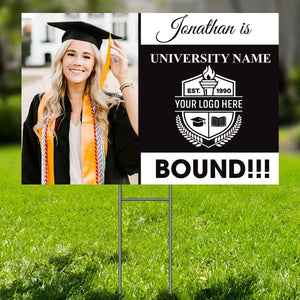 Congrats Custom Background, Logo, Photo And Texts - Personalized Lawn Sign, Yard Sign, Graduation Gift