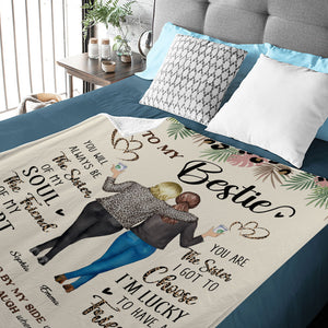 To My Bestie, Thank For Standing By My Side - Custom Appearances And Names - Personalized Fleece Blanket, Gift For Her