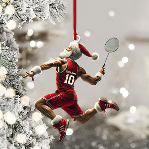 Custom Badminton Santa Ornament, Personalized Ornament