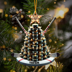 Hockey Tree Christmas Ornament, Personalized Ornament