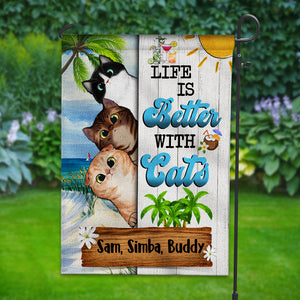 Personalized Summer Cat Flag, Life Is Better With Cats, Gift For Cat Lovers