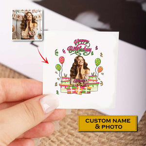 Full Colorful Happy Birthday, Custom Photo And Text Temporary Tattoo, Personalized Tattoo, Fake Tattoo