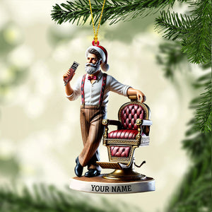 Santa Barber Christmas Ornament, Personalized Ornament