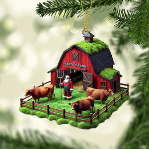 Santa's Farm Christmas Ornament, Personalized Ornament