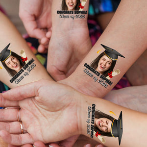 Graduation Tattoo Gift Custom Photo And Text Temporary Tattoo, Personalized Tattoo, Fake Tattoo