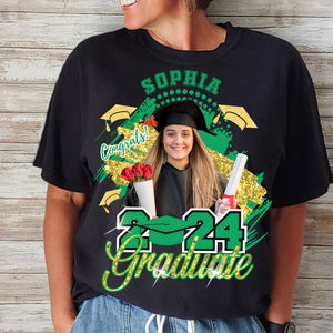 Graduate 2024, Custom Photo And Name Graduation - Gift For Graduation - Personalized T-Shirt