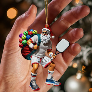 Sporty Santa Christmas Home Decor Christmas Ornament, Personalized Ornament