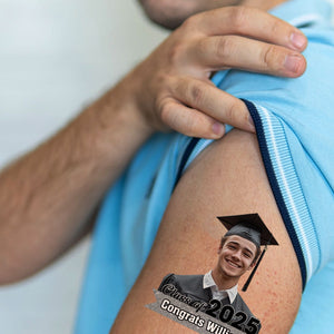 Graduation Tattoo Gift Custom Photo And Text Temporary Tattoo, Personalized Tattoo, Fake Tattoo