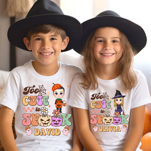 Too Cute Too Spook, Custom Appearance And Name - Personalized T-Shirt - Family Gift, Halloween Gift