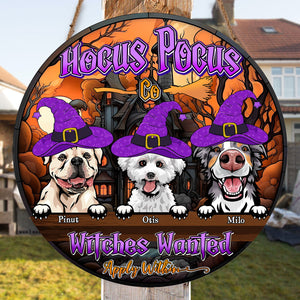 Hocus Pocus Co - Witches Wanted Apply Within - Personalized Funny Wooden Door Sign - Halloween For Dogs - Halloween Gift