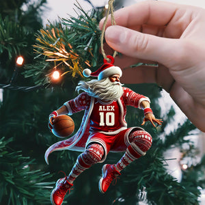 Custom Ornament, Basketball Santa Ornament, Christmas Decor