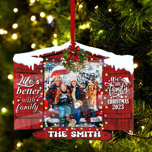 Life Is Better With Family, We Are Family - Custom Photo And Name, Personalized Acrylic Ornament - Gift For Christmas, Family Gift