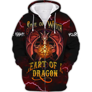 Dragon -  Soul Of A Witch Heart Of A Dragon - Custom Name - Personalized 3D Shirt, Halloween Gift