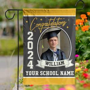 Congrats Class Of 2024, Graduation Gift - Custom Photo And Texts Graduation Flag