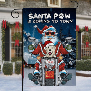 Santa Paw Is Coming Town - Custom Dog And Name Flag - Christmas Gift, Gift For Pet Lovers