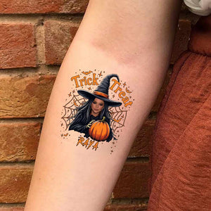 Trick Or Treat, Custom Photo And Text Temporary Tattoo, Personalized Tattoo, Fake Tattoo