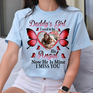 I Used To Be Mommy, Daddy Angel, I Miss You - Custom Photo - Personalized T-Shirt - Memorial Gift