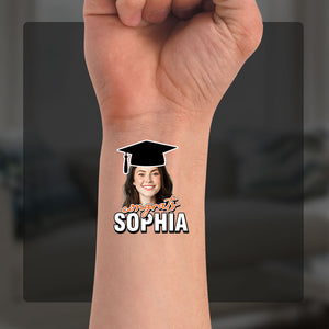 Congrats Custom Temporary Tattoo With Personalized Photo And Name, Fake Tattoo, Graduation Gift