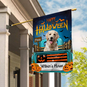 Happy Halloween On Car - Custom Photo And Text - Personalized Halloween Flag - Halloween Gift