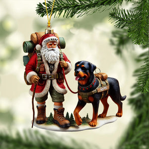 Climbing Santa And Dog Home Decor Christmas Ornament, Personalized Ornament