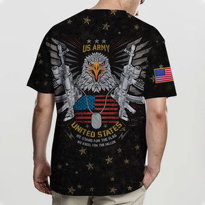 United States Army - We Stand For The Flag - We Kneel For The Fallen, Customized Text Polo Shirt, Gift For Veterans