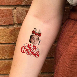 Red Christmas, Custom Photo And Text Temporary Tattoo, Personalized Tattoo, Fake Tattoo