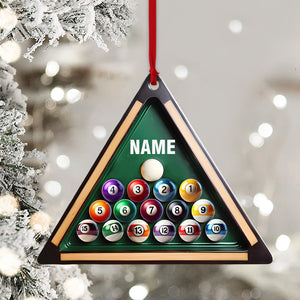 Pool Table Billiard Ball Christmas Ornament, Personalized Ornament