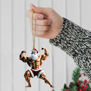 Santa Bodybuilder Christmas Ornament, Personalized Ornament