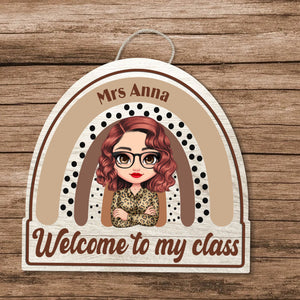 Welcome To My Class - Custom Appearance And Name - Personalized Wooden Door Sign - Back To School