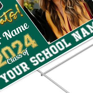 Graduation Gift, Congrats Class Of 2024 - Custom Photo And Texts Graduation Lawn Sign, Yard Sign