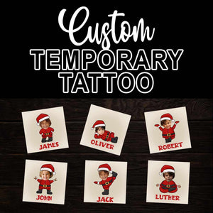 Christmas Santa Costume, Custom Photo And Text Temporary Tattoo, Personalized Tattoo, Fake Tattoo