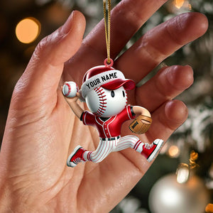 Baseball Player Christmas Ornament, Personalized Ornament