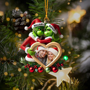 Heart Photo Couple ELF Home Decor Christmas Ornament, Personalized Ornament