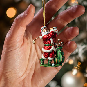 Santa Golf Player Christmas Ornament, Personalized Ornament