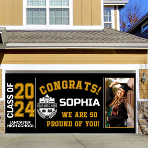 Congratulations 2024 We Are So Proud Of You - Personalized Your Photo And Name Single Garage, Garage Door Banner Covers - Banner Decorations