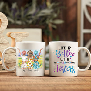 Personalized Sisters Mug, Life Is Better With Sisters, Gift For Best Friends, Family