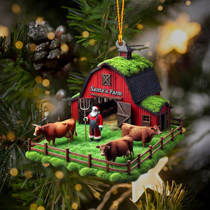 Santa's Farm Christmas Ornament, Personalized Ornament